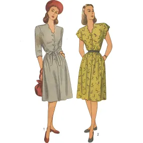 1940s Pattern, Pretty Scalloped Front Tea Dress - Bust 30" (76cm)