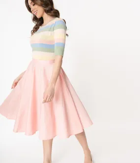 1950s Style Peach Cotton Swing Skirt