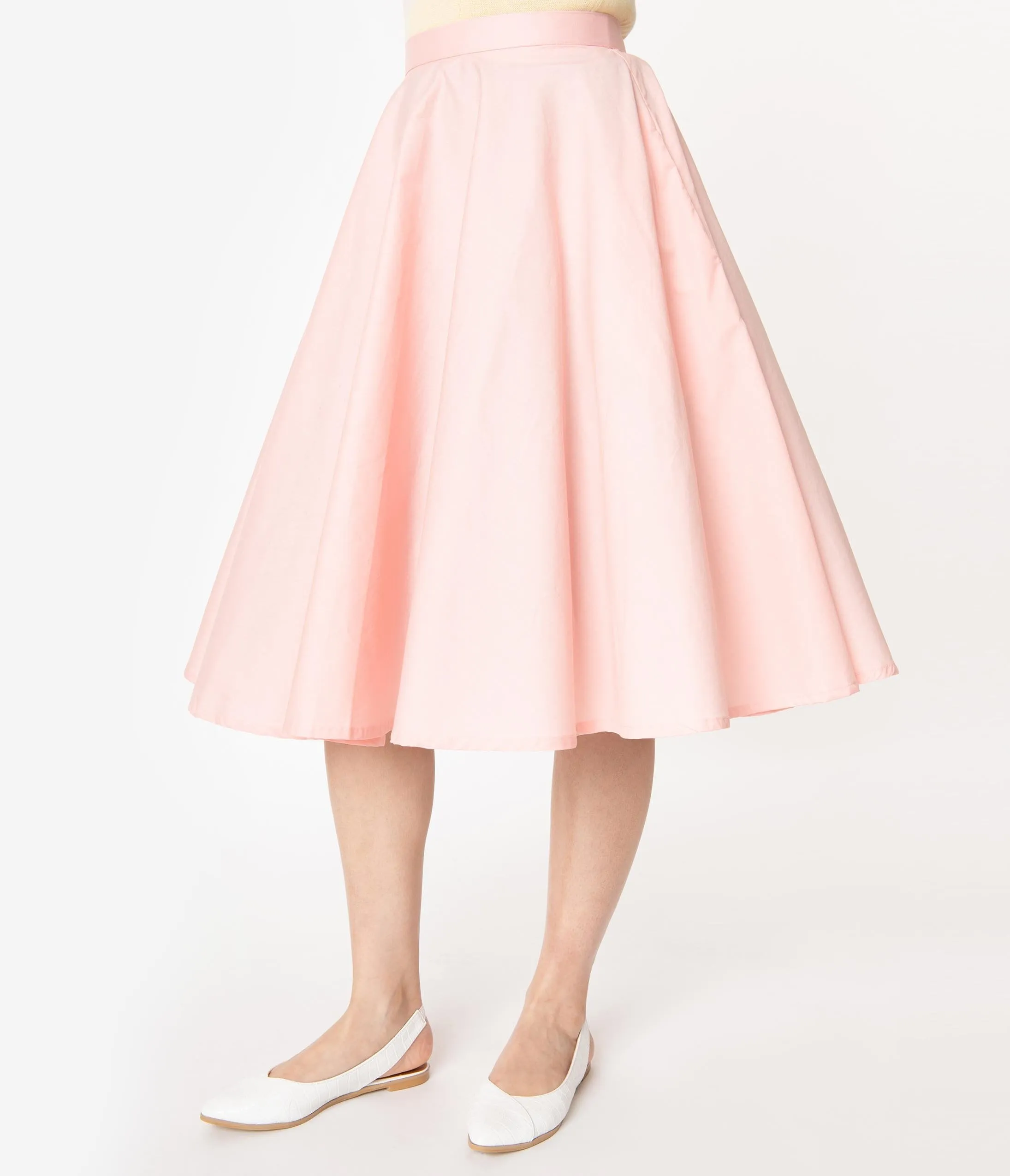 1950s Style Peach Cotton Swing Skirt
