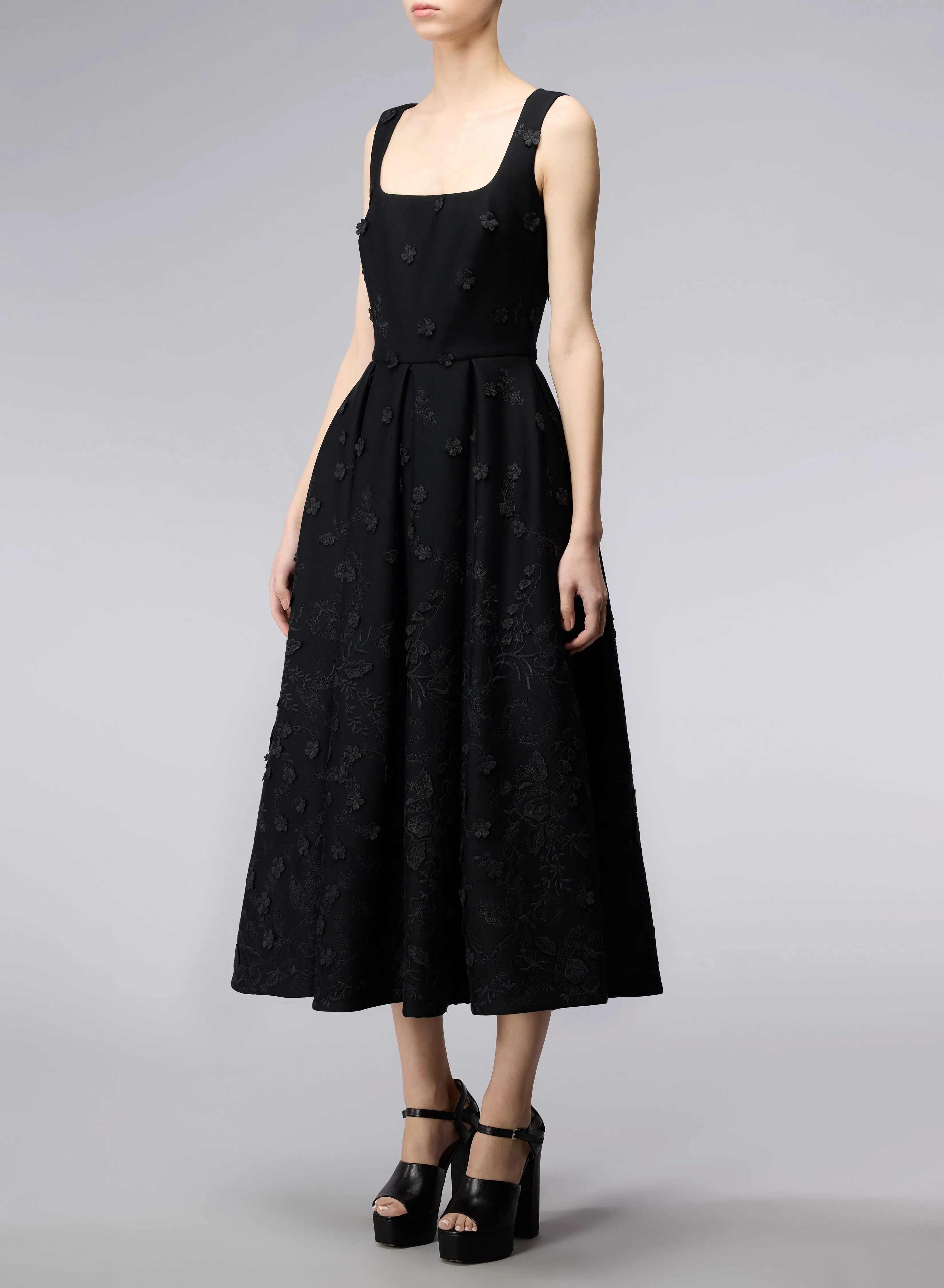 3D Embroidered Scuba Dress