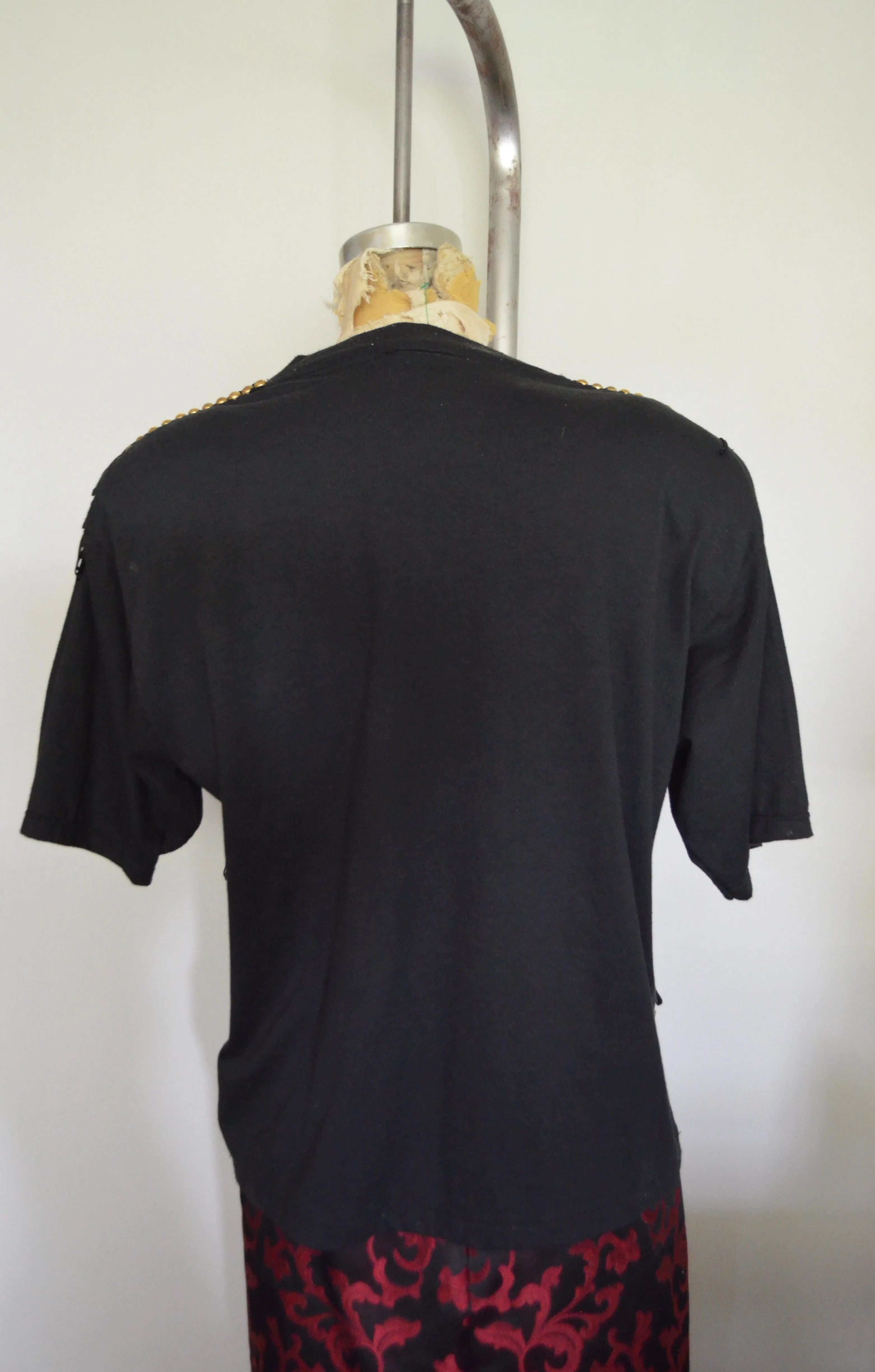 80s Fringe Cowboy Western black Top Tee