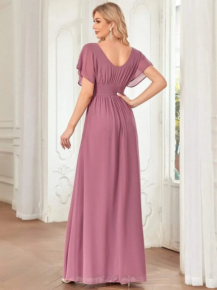 A-Line Short Sleeve Maxi Dress