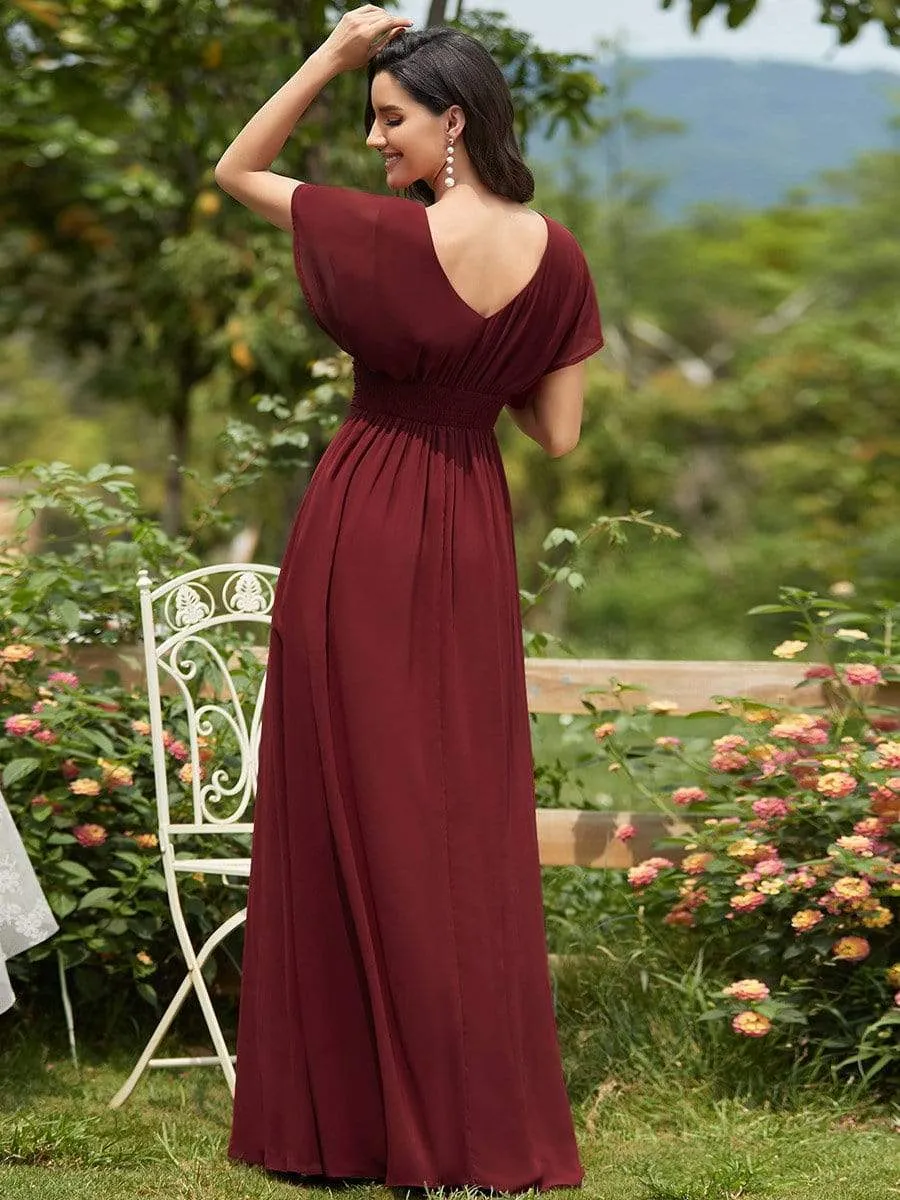 A-Line Short Sleeve Maxi Dress