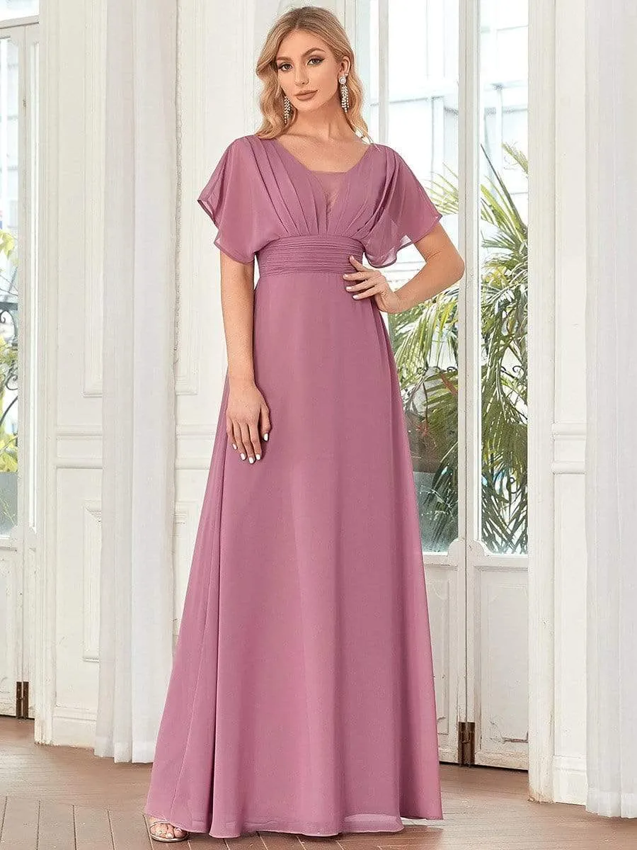 A-Line Short Sleeve Maxi Dress