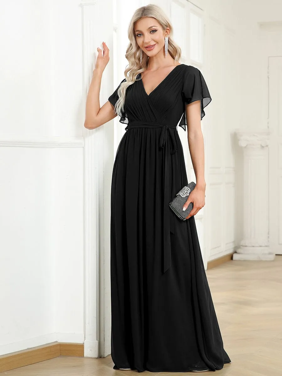 A-Line Short Sleeve Maxi Dress