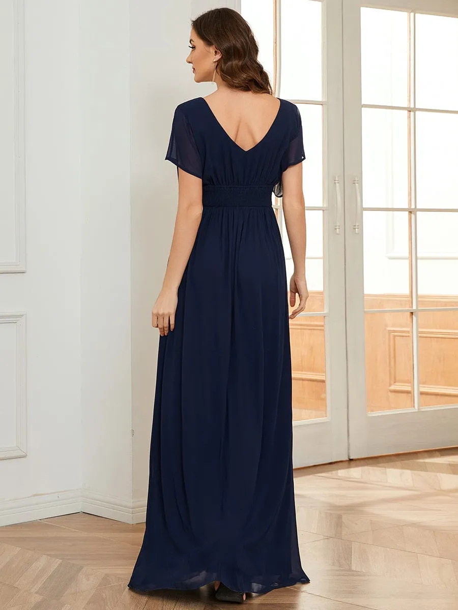 A-Line Short Sleeve Maxi Dress