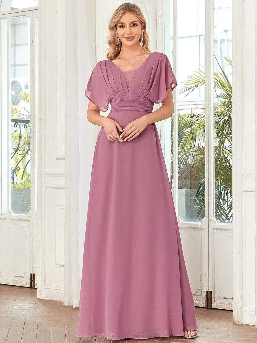 A-Line Short Sleeve Maxi Dress