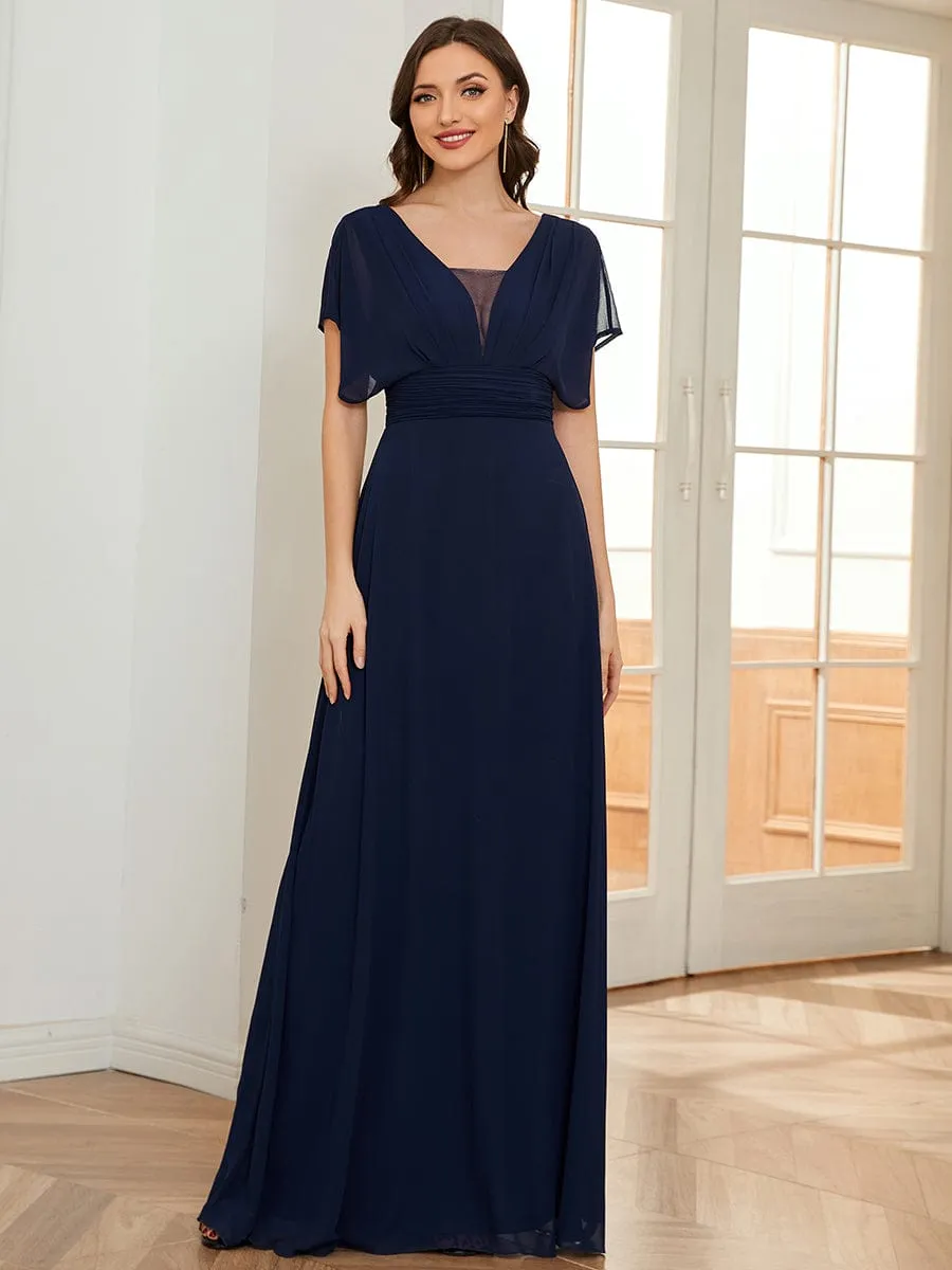 A-Line Short Sleeve Maxi Dress