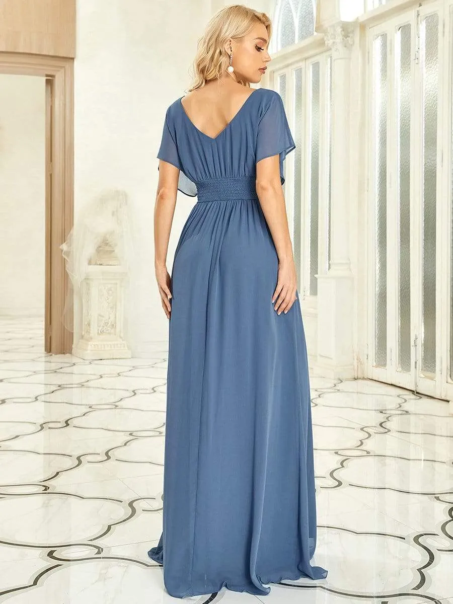 A-Line Short Sleeve Maxi Dress