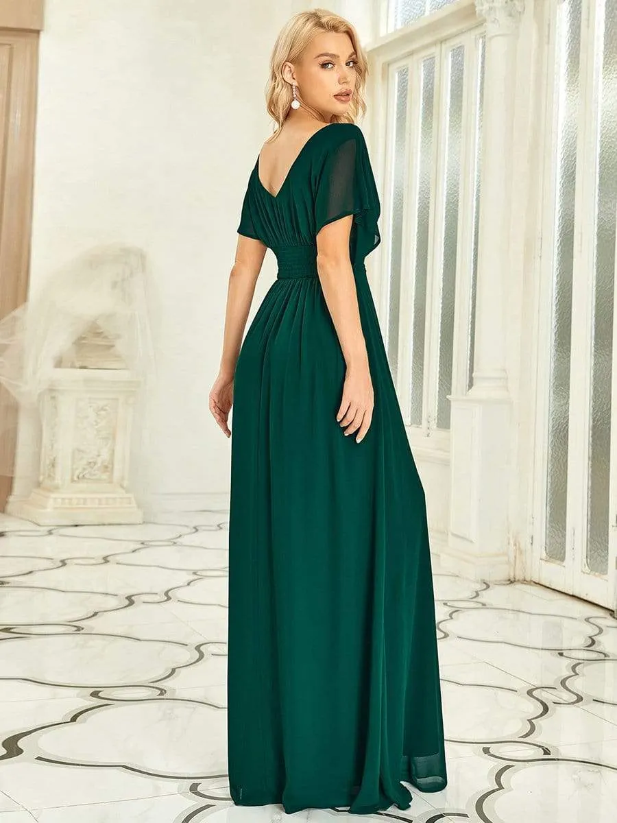 A-Line Short Sleeve Maxi Dress