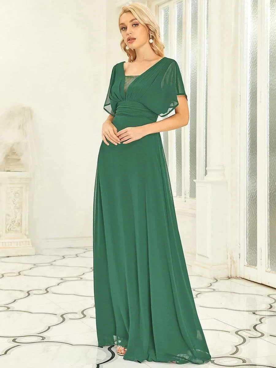 A-Line Short Sleeve Maxi Dress