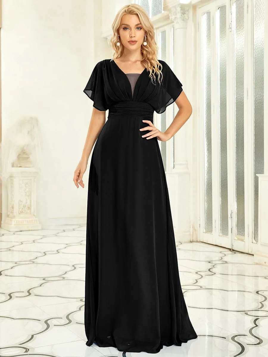 A-Line Short Sleeve Maxi Dress