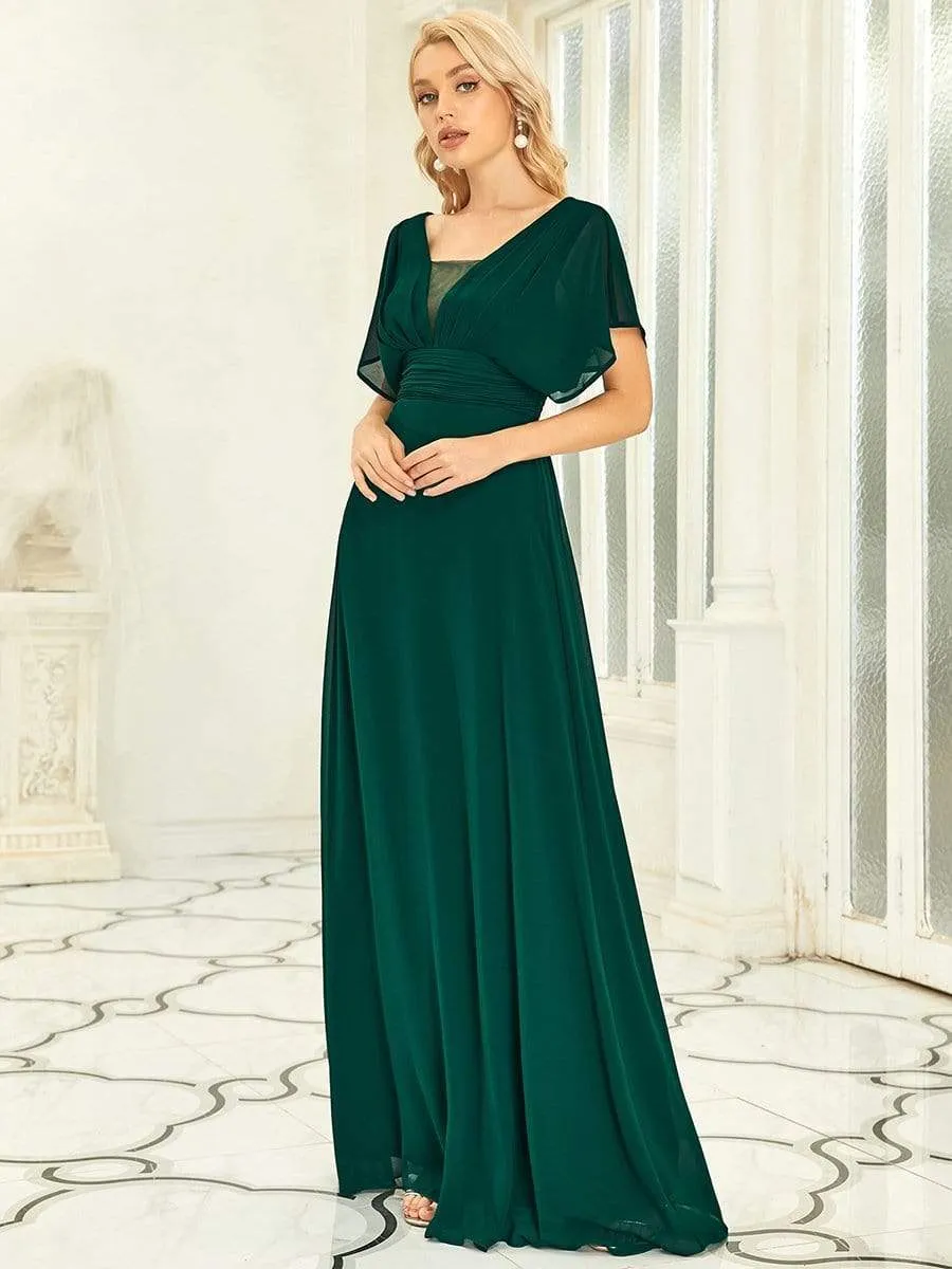 A-Line Short Sleeve Maxi Dress