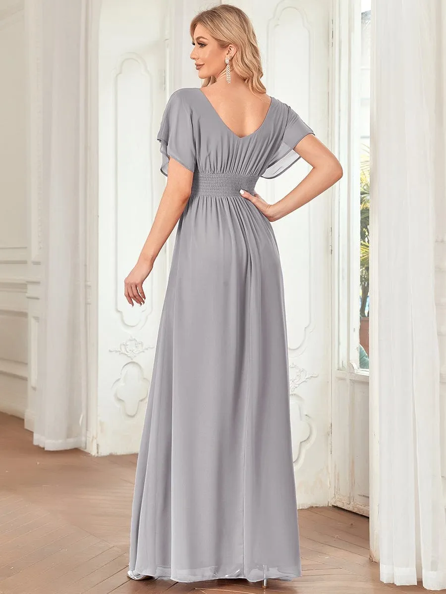 A-Line Short Sleeve Maxi Dress
