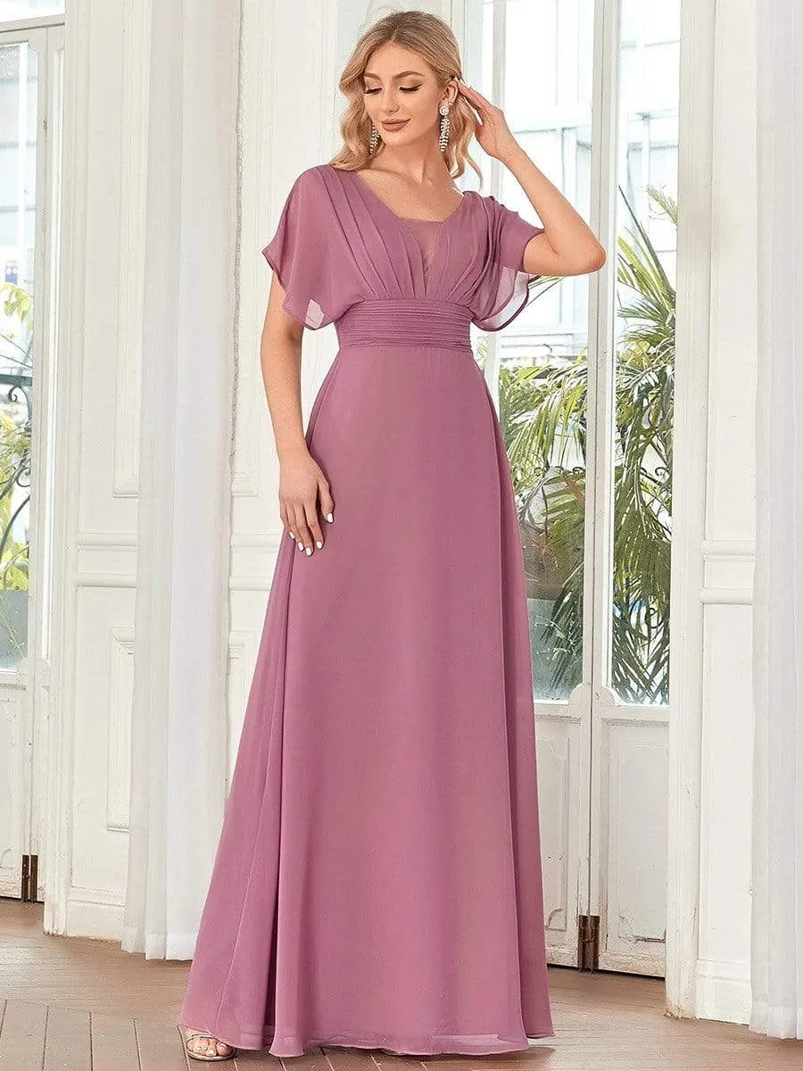 A-Line Short Sleeve Maxi Dress