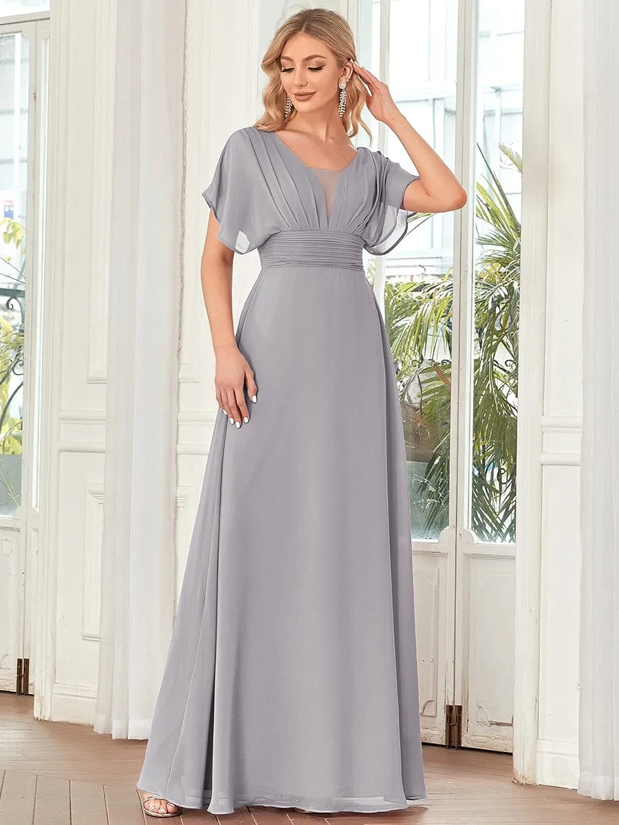 A-Line Short Sleeve Maxi Dress