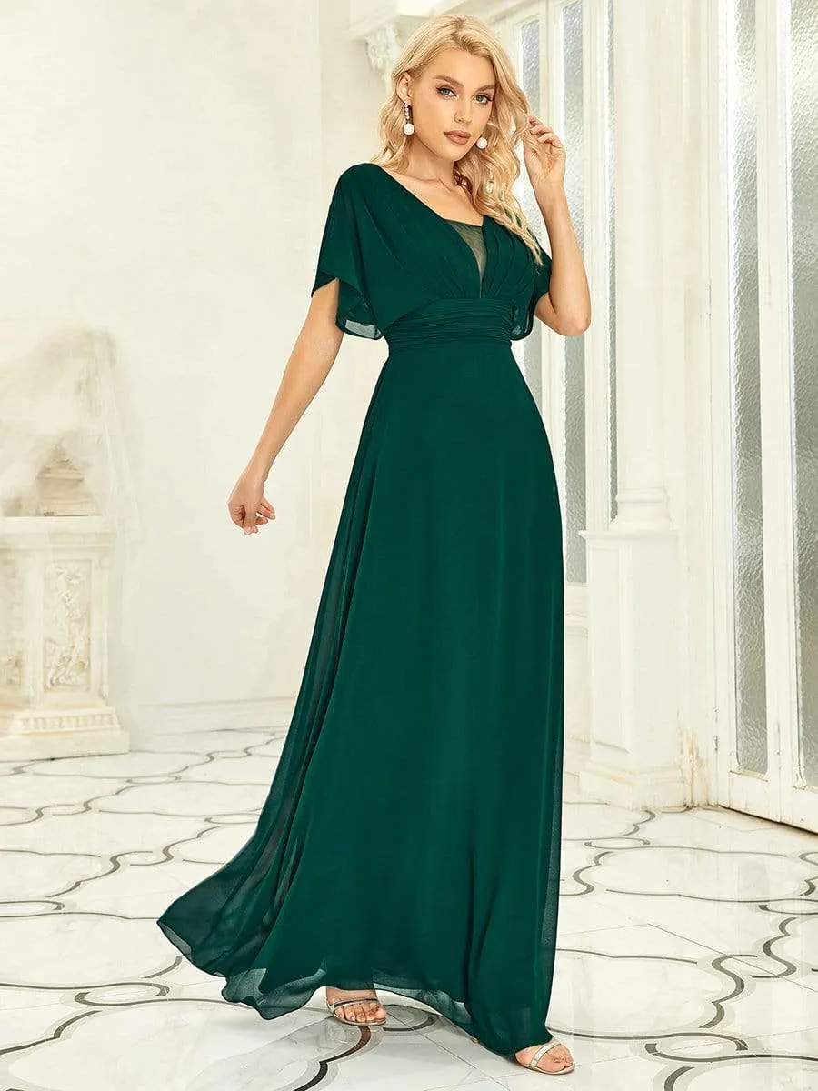 A-Line Short Sleeve Maxi Dress