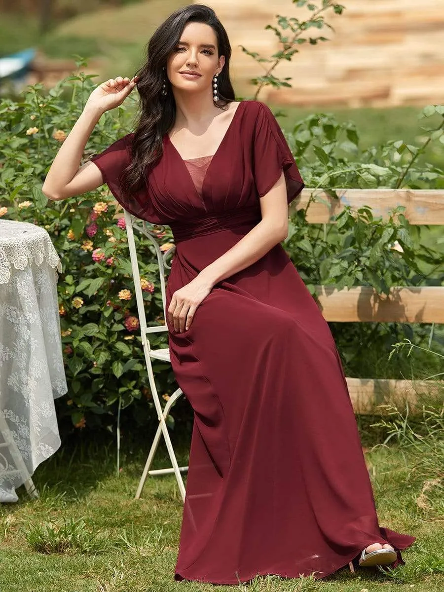 A-Line Short Sleeve Maxi Dress