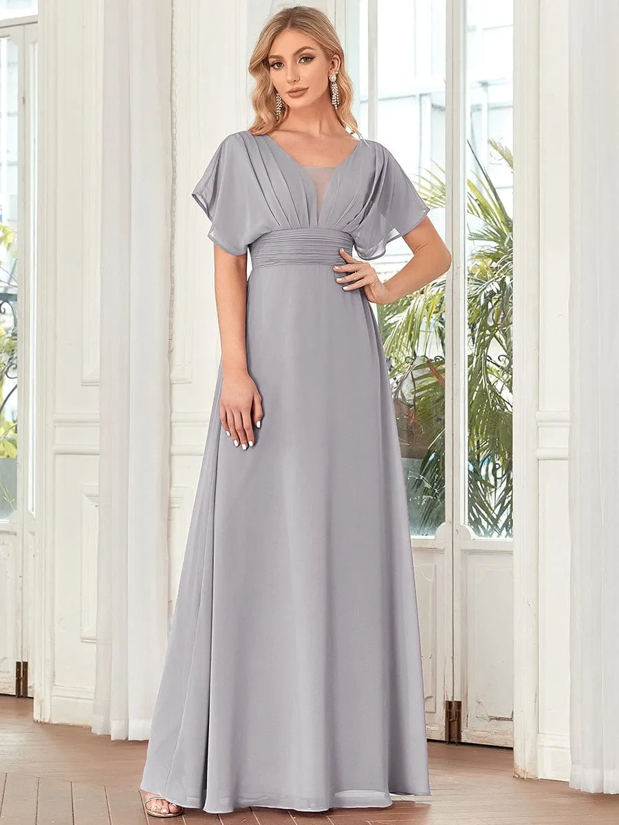 A-Line Short Sleeve Maxi Dress