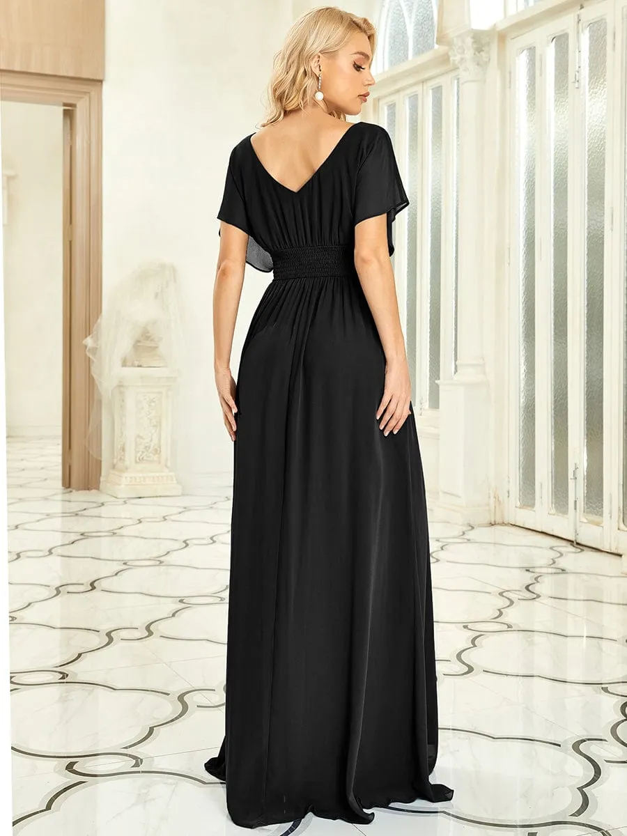 A-Line Short Sleeve Maxi Dress