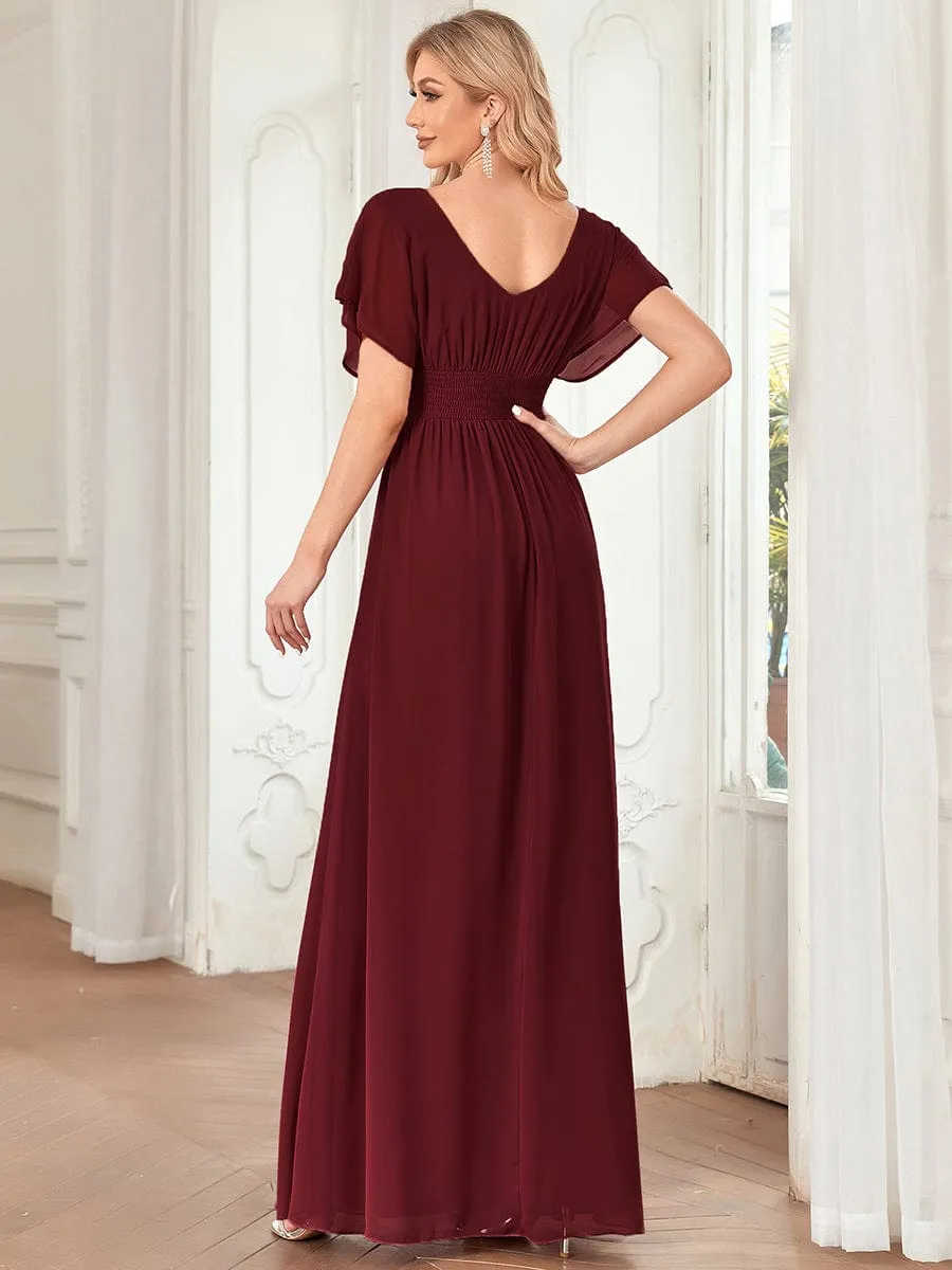 A-Line Short Sleeve Maxi Dress