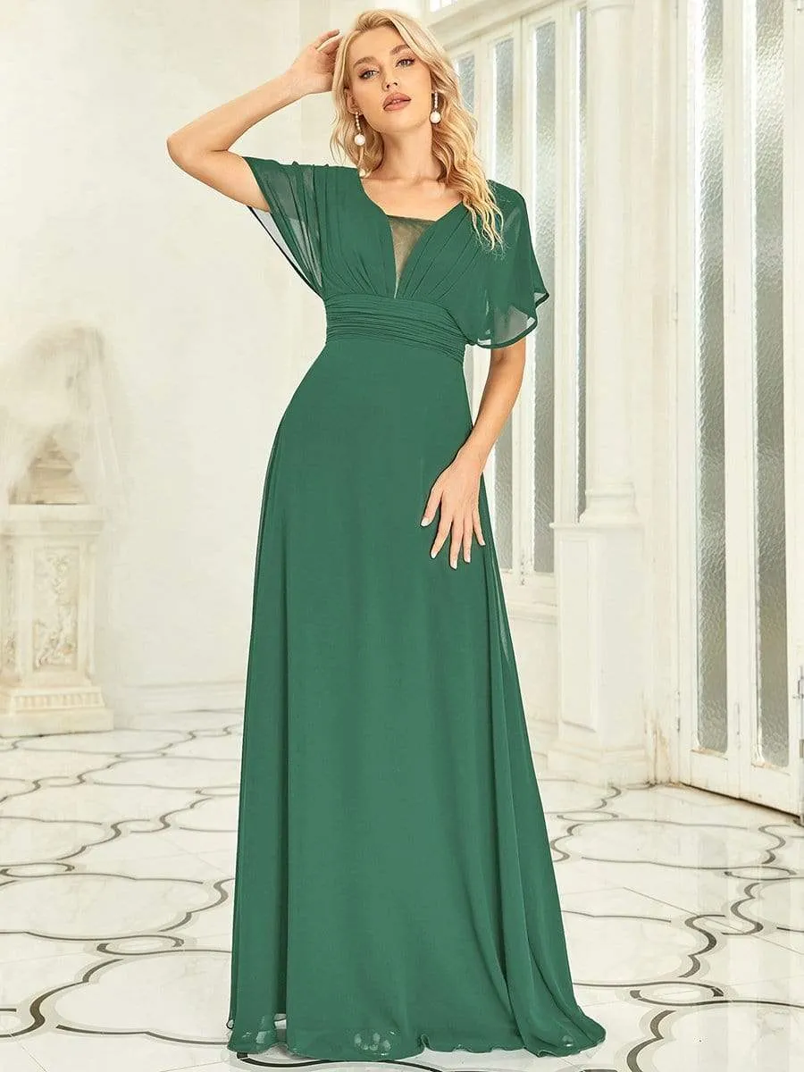 A-Line Short Sleeve Maxi Dress