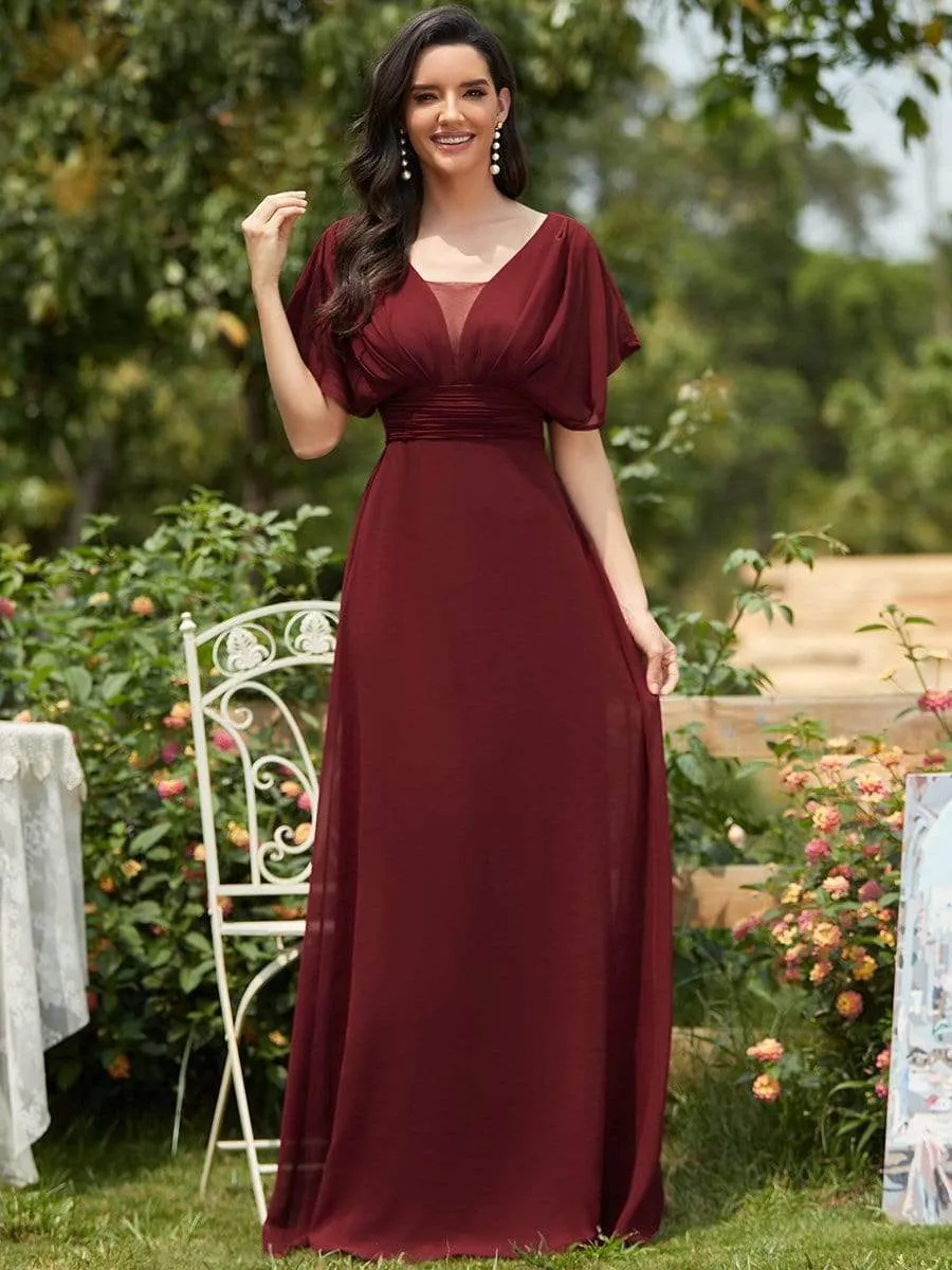A-Line Short Sleeve Maxi Dress