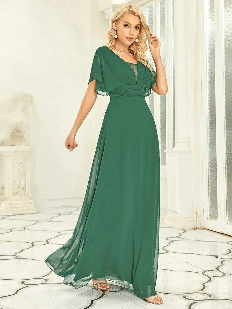 A-Line Short Sleeve Maxi Dress