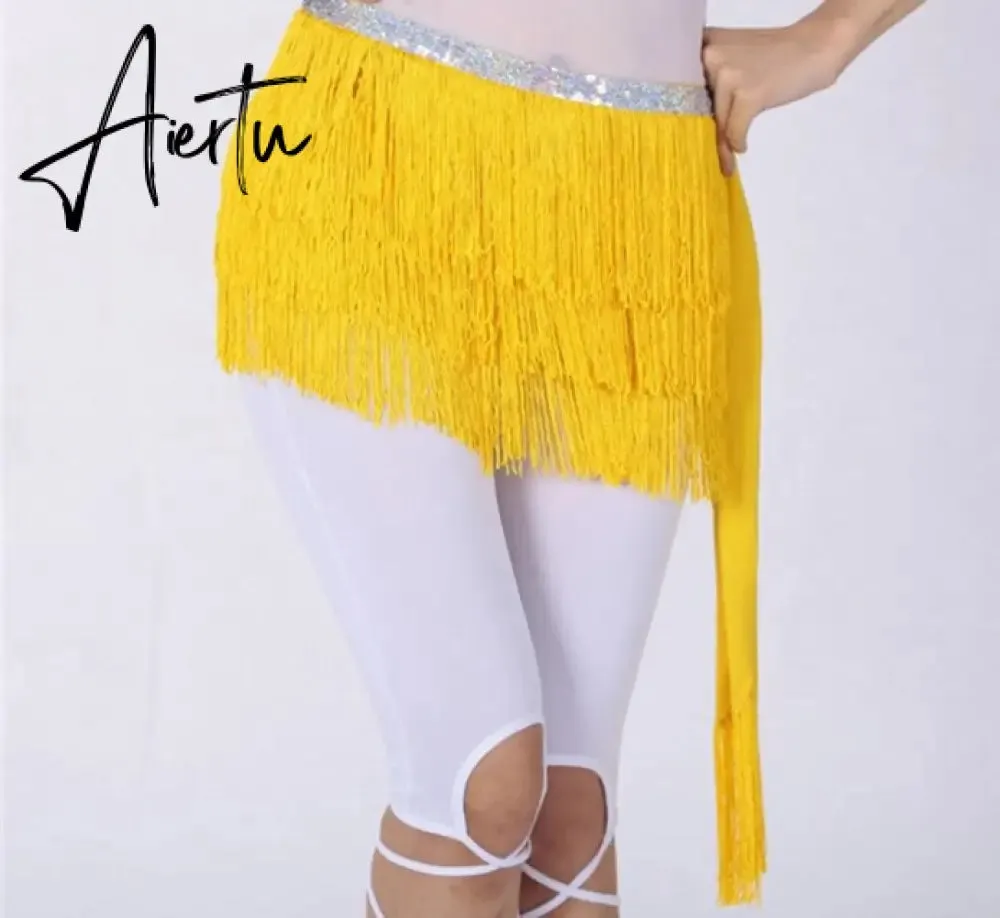 Aiertu Belly Dance Hip Scarf Skirt for Women Tassel Fringes Costume Belt Tribal Fringe Wrap Belt Mini Skirts