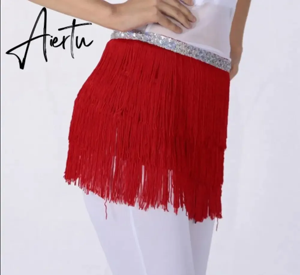 Aiertu Belly Dance Hip Scarf Skirt for Women Tassel Fringes Costume Belt Tribal Fringe Wrap Belt Mini Skirts