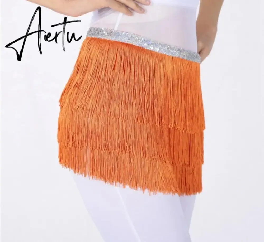 Aiertu Belly Dance Hip Scarf Skirt for Women Tassel Fringes Costume Belt Tribal Fringe Wrap Belt Mini Skirts