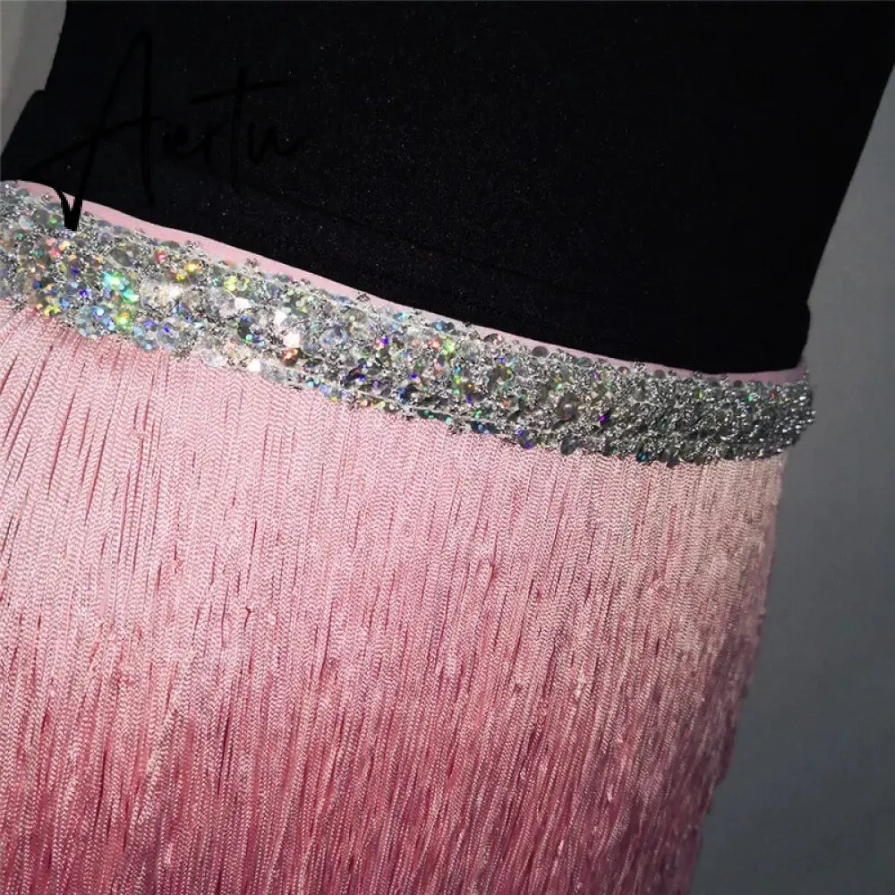 Aiertu Belly Dance Hip Scarf Skirt for Women Tassel Fringes Costume Belt Tribal Fringe Wrap Belt Mini Skirts