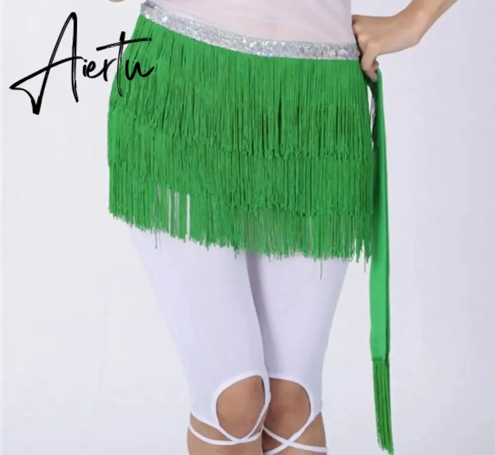 Aiertu Belly Dance Hip Scarf Skirt for Women Tassel Fringes Costume Belt Tribal Fringe Wrap Belt Mini Skirts