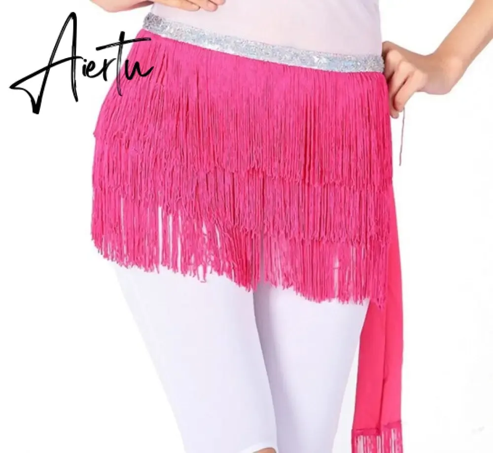 Aiertu Belly Dance Hip Scarf Skirt for Women Tassel Fringes Costume Belt Tribal Fringe Wrap Belt Mini Skirts
