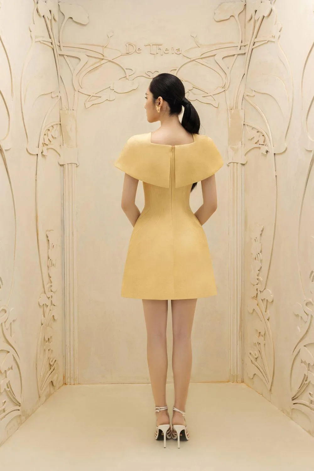 Aline A-line Square Neck Organza Mini Dress