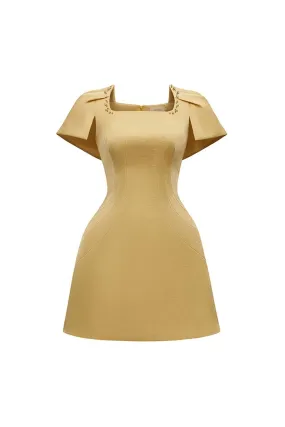 Aline A-line Square Neck Organza Mini Dress