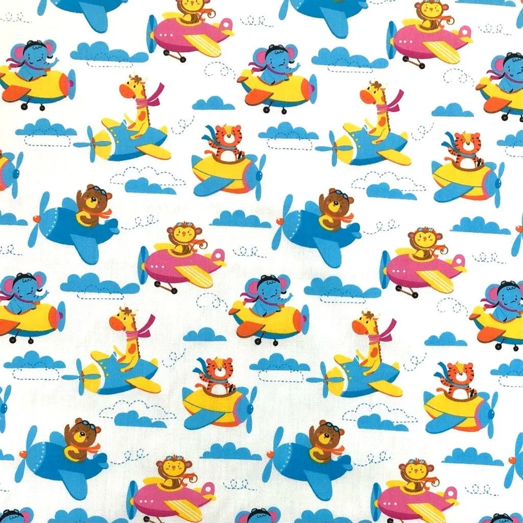 Animals in Aeroplanes Polycotton Fabric