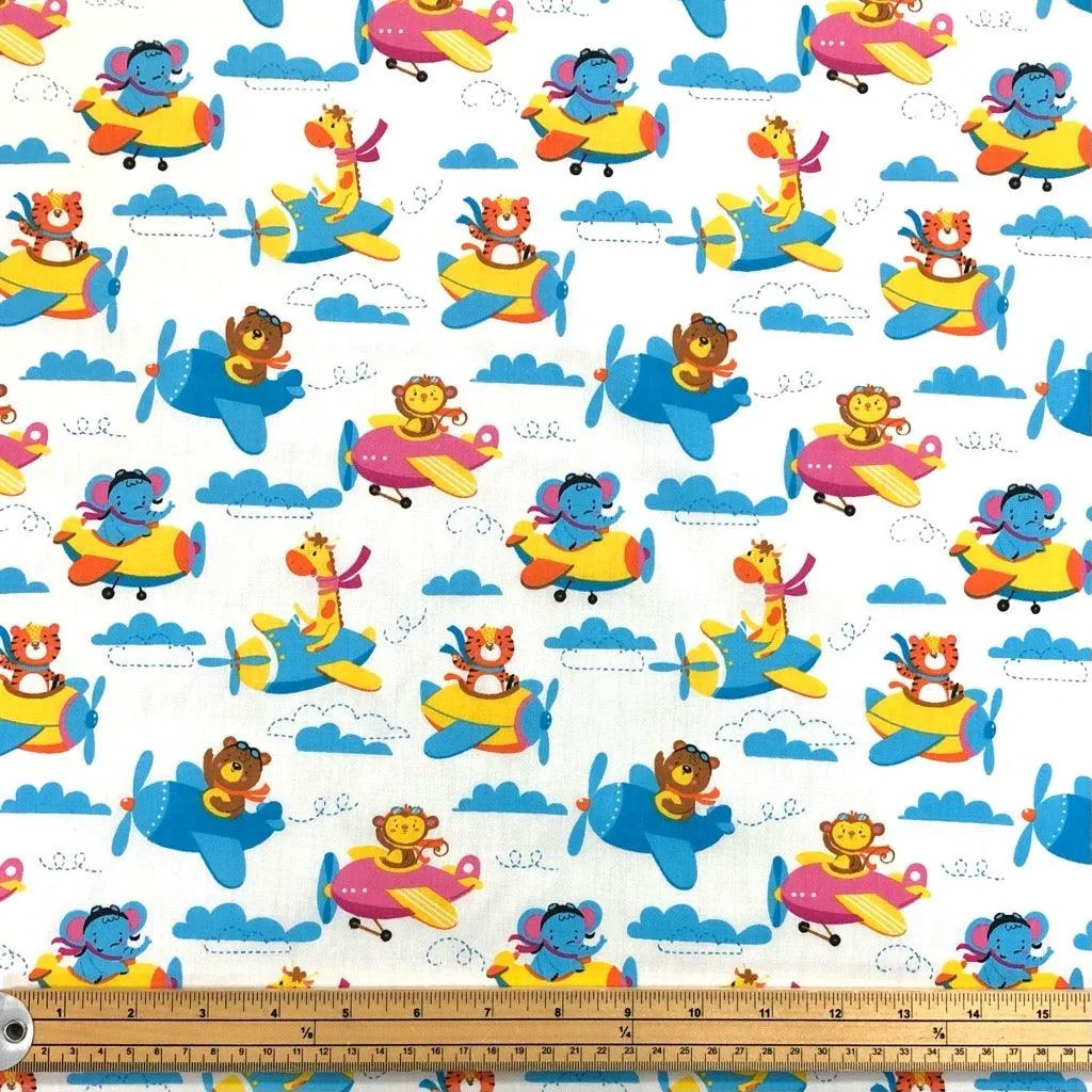 Animals in Aeroplanes Polycotton Fabric