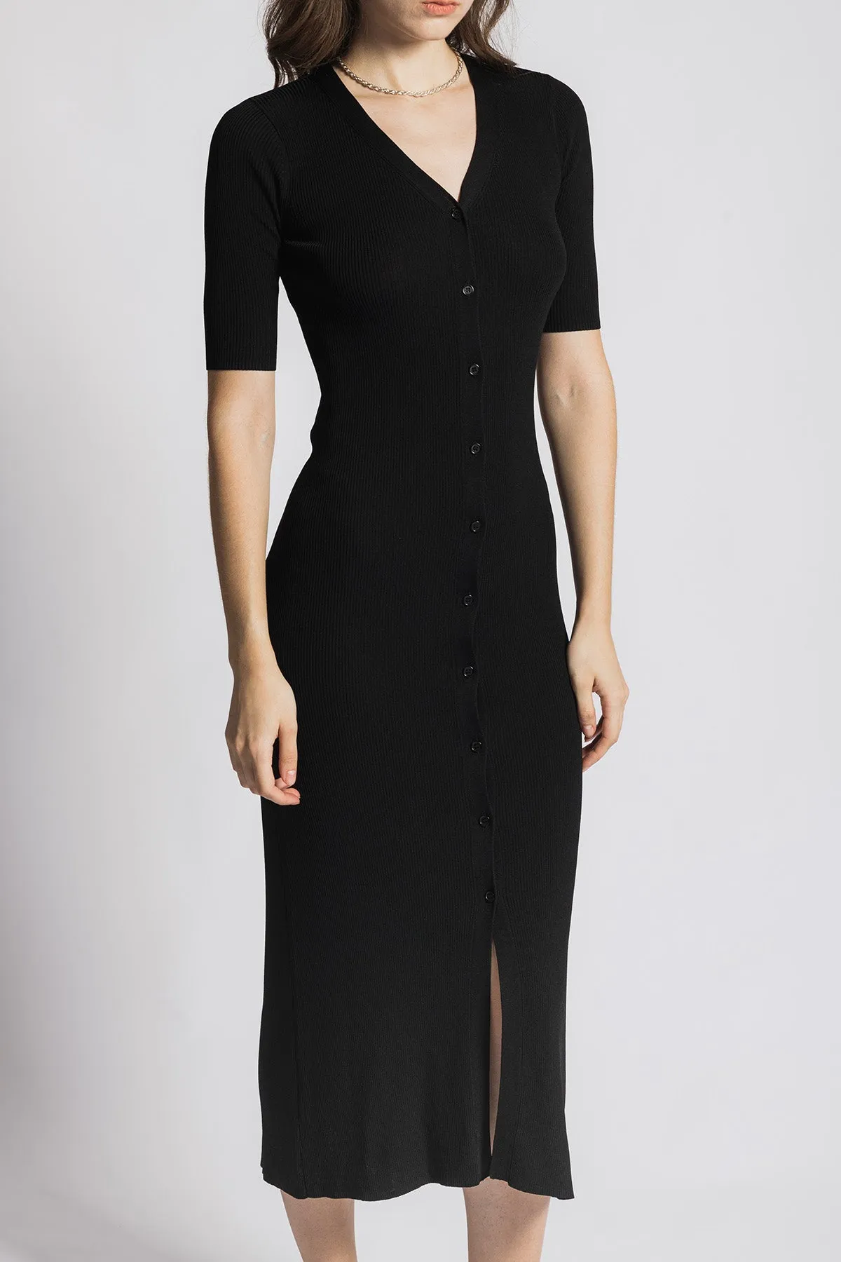 Anneassa V Neck Short Sleeve Knitted Maxi Dress