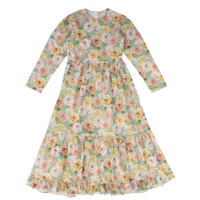 ATELIER PARSMEI TEAL FLORAL TIERED MAXI DRESS [FINAL SALE]