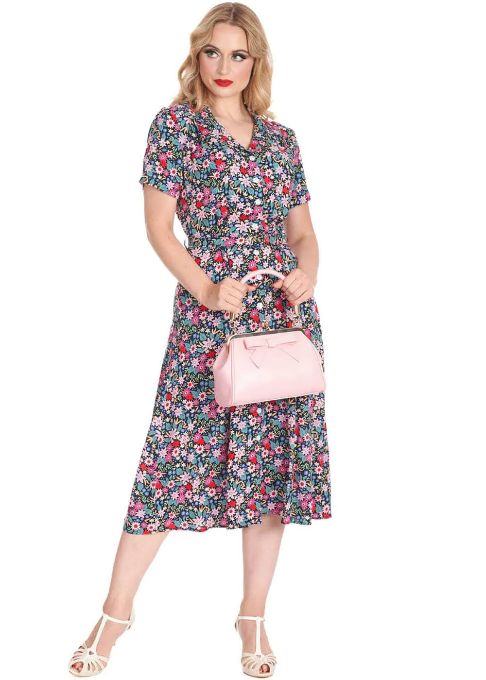 Banned Tea Party 40's Flare Dress Black