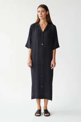 BARNEY SS SHIRT DRESS - DARK NAVY - SILK GEORGETTE