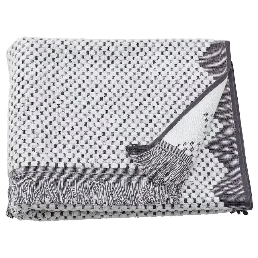 Bath towel Ikea Fjällstarr, white/grey, 70x140 cm
