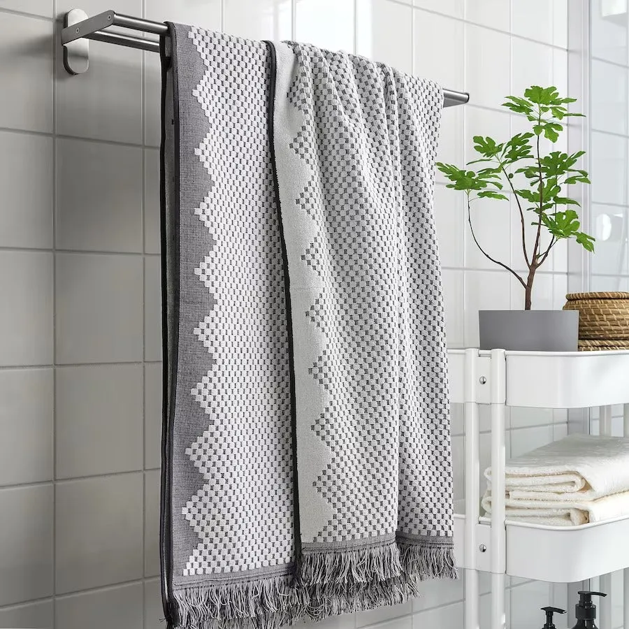 Bath towel Ikea Fjällstarr, white/grey, 70x140 cm