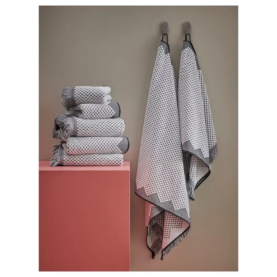 Bath towel Ikea Fjällstarr, white/grey, 70x140 cm