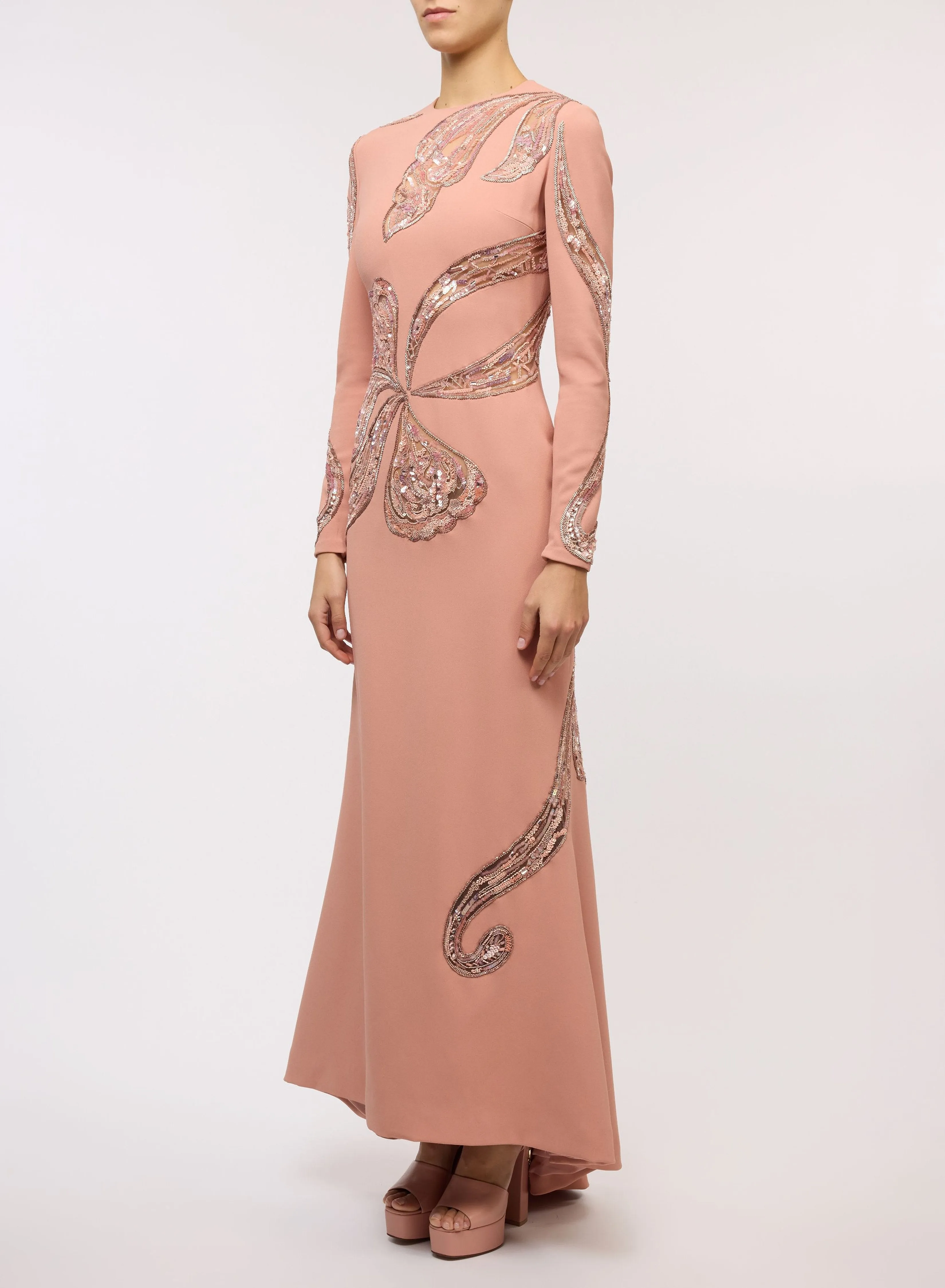 Bead Embroidered Motif Dress