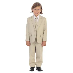 Big Boys Khaki Jewels & Gents Jacket Vest Shirt Tie Pants 5 Pc Suit 8-20