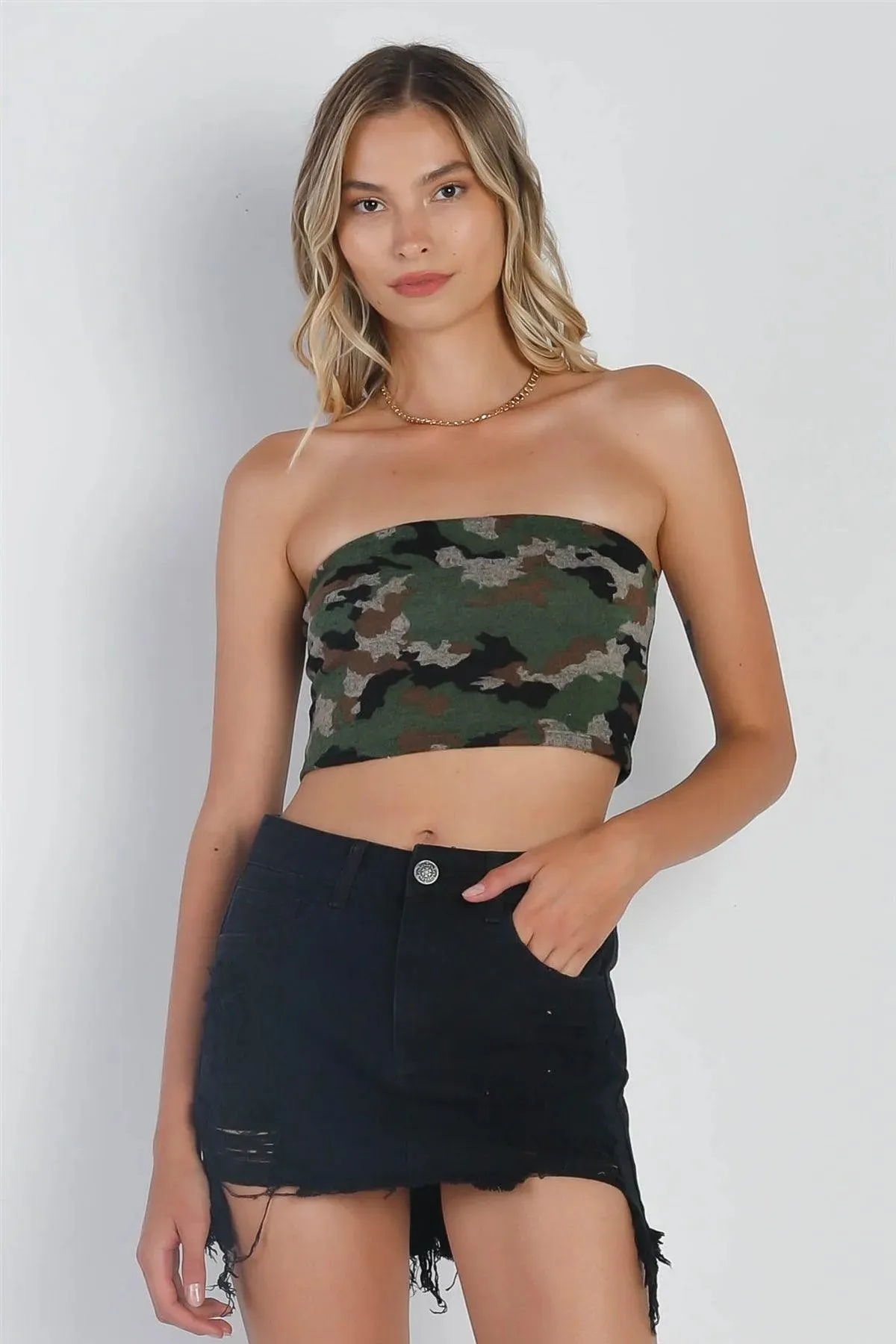 Black Denim High Waist Distressed Raw Hem Detail Mini Skirt /3-3