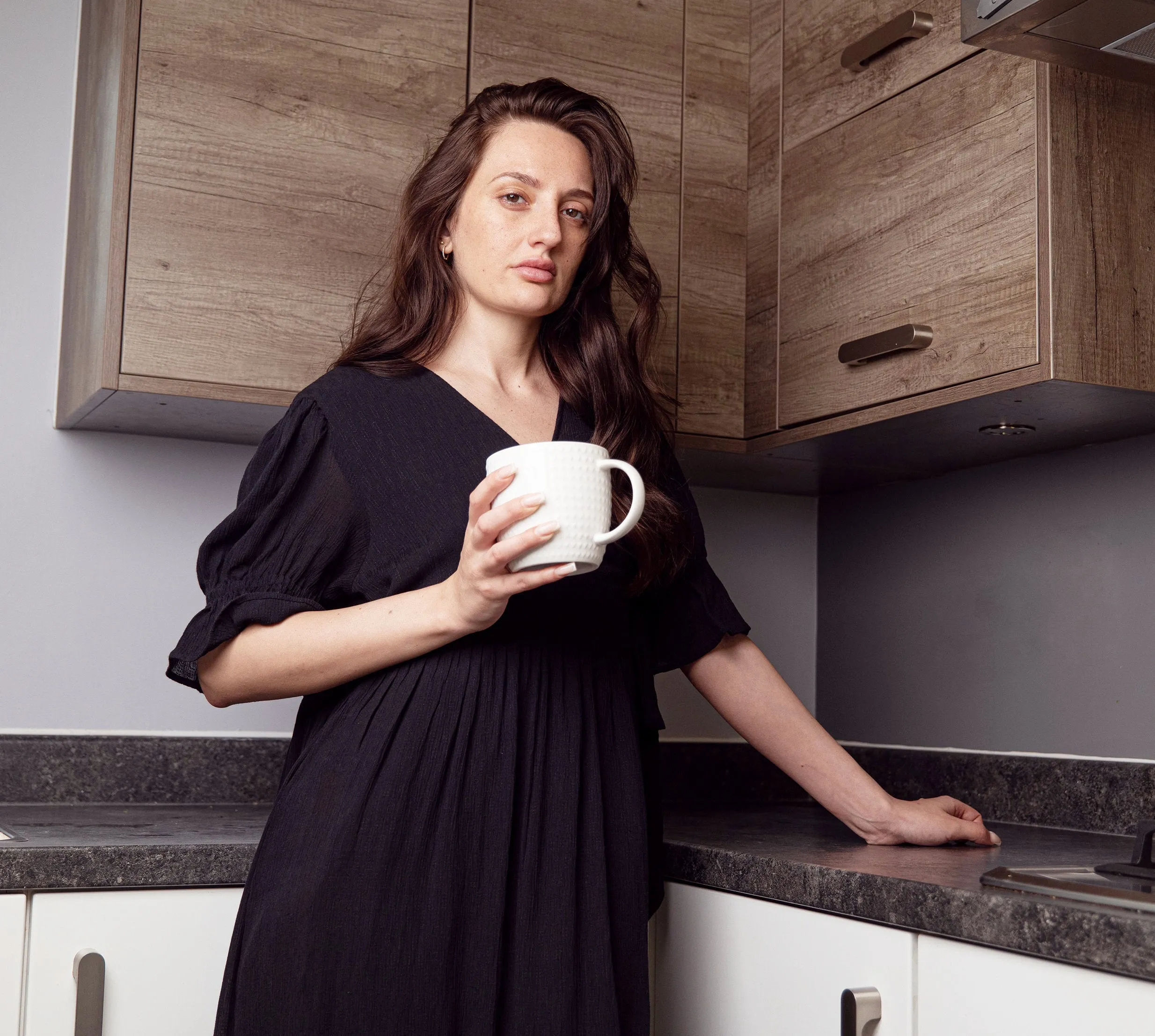 Black Wrap Dress | Molly Semi-Sheer Viscose Dobby Dress