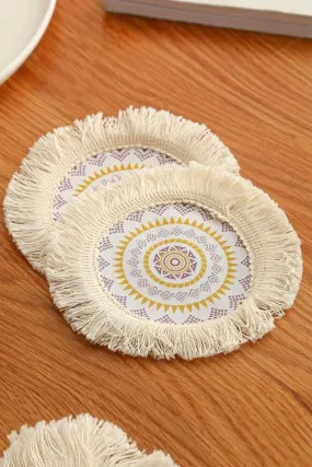 Bohemian Fringe Round Coaster  17cm